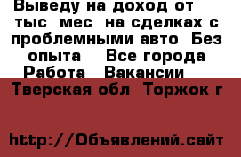 Выведу на доход от 400 тыс./мес. на сделках с проблемными авто. Без опыта. - Все города Работа » Вакансии   . Тверская обл.,Торжок г.